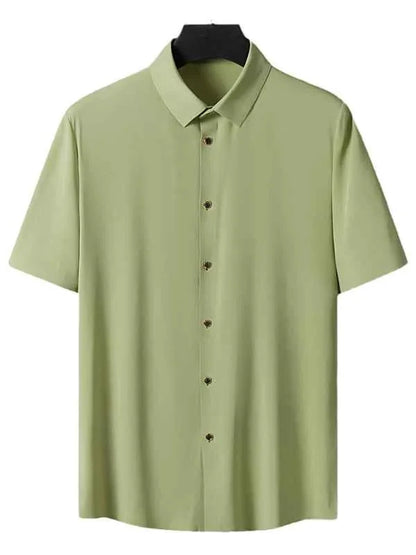 Men's Ice Silk Short Sleeve Shirt – Lightweight, High Elastic & Sophisticated - Shello's Creative Boutique