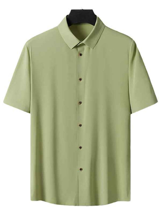 Men’s Light Ice Silk High Elastic Short Sleeve Shirt – Lightweight and Sophisticated