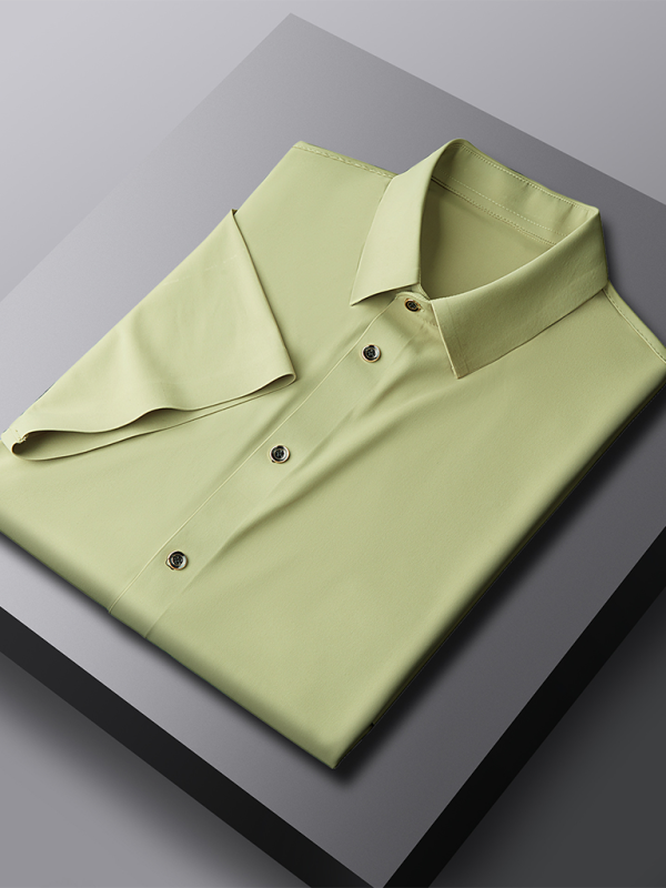 Men’s Light Ice Silk High Elastic Short Sleeve Shirt – Lightweight and Sophisticated