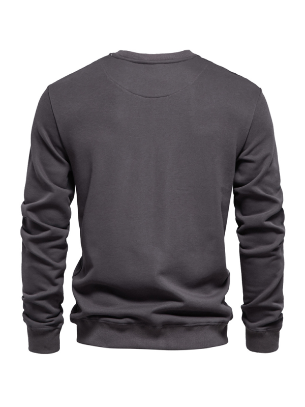 Men's Loose Solid Color Round Neck Casual Long Sleeve Sweatshirt Shello's Creative Boutique