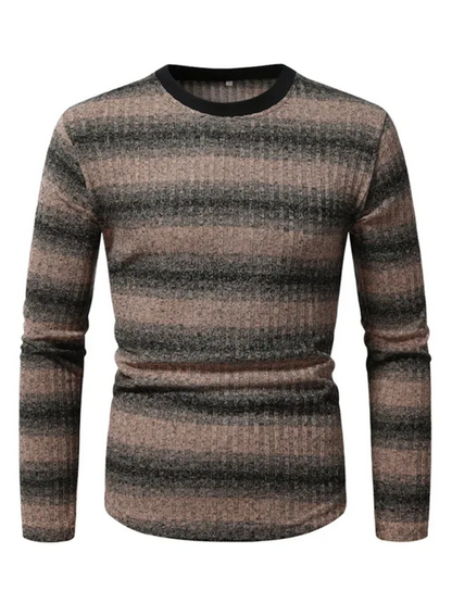Men's Gradient Long Sleeve Shirt with Round Neck and Stylish Bottom Design - Shello's Creative Boutique