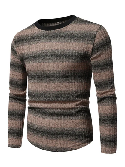 Men's Gradient Long Sleeve Shirt with Round Neck and Stylish Bottom Design - Shello's Creative Boutique