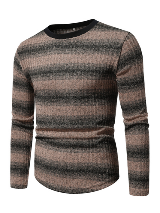 Men's Round Neck Gradient Color Long Sleeve Bottom Shirt