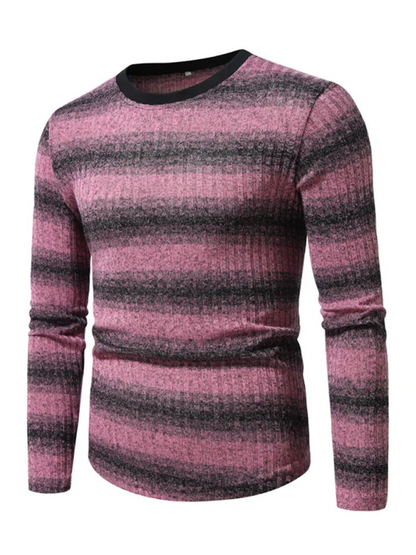 Men's Gradient Long Sleeve Shirt with Round Neck and Stylish Bottom Design - Shello's Creative Boutique