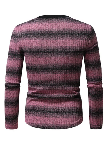 Men's Gradient Long Sleeve Shirt with Round Neck and Stylish Bottom Design - Shello's Creative Boutique