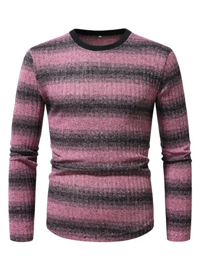Men's Gradient Long Sleeve Shirt with Round Neck and Stylish Bottom Design - Shello's Creative Boutique