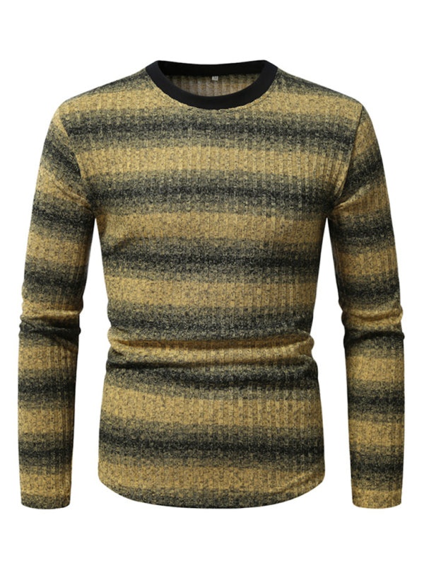 Round neck gradient color long sleeve T-shirt men's bottom shirt Shello's Creative Boutique