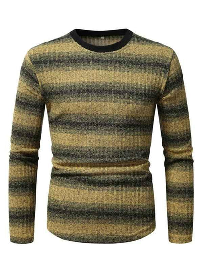 Men's Gradient Long Sleeve Shirt with Round Neck and Stylish Bottom Design - Shello's Creative Boutique