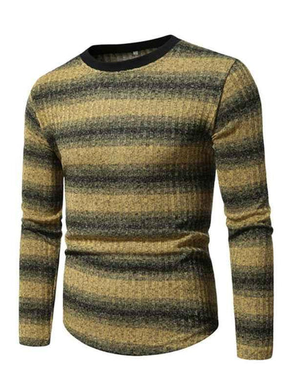 Men's Gradient Long Sleeve Shirt with Round Neck and Stylish Bottom Design - Shello's Creative Boutique
