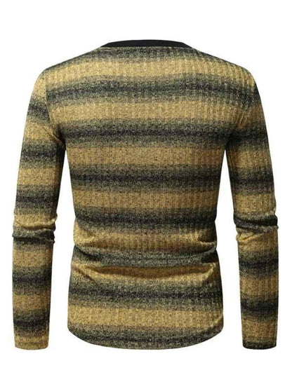 Men's Gradient Long Sleeve Shirt with Round Neck and Stylish Bottom Design - Shello's Creative Boutique