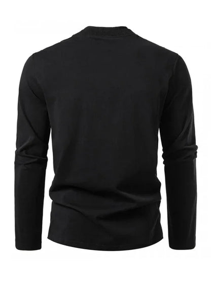 Fashionable Long-Sleeved T-Shirt with Double-Layer Half-Collar Design for Casual Men - Shello's Creative Boutique