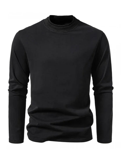 Fashionable Long-Sleeved T-Shirt with Double-Layer Half-Collar Design for Casual Men - Shello's Creative Boutique