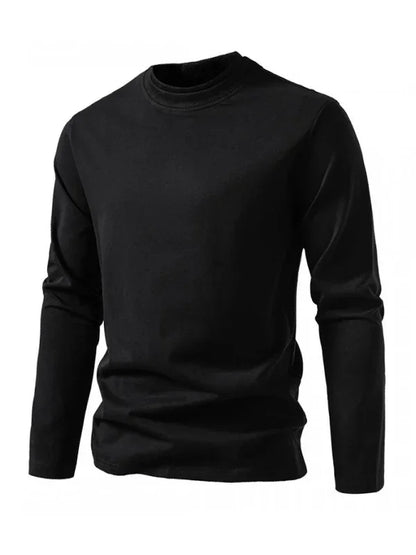 Fashionable Long-Sleeved T-Shirt with Double-Layer Half-Collar Design for Casual Men - Shello's Creative Boutique