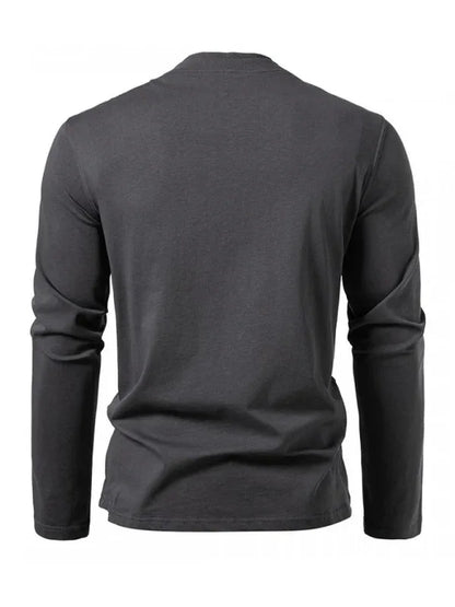 Fashionable Long-Sleeved T-Shirt with Double-Layer Half-Collar Design for Casual Men - Shello's Creative Boutique