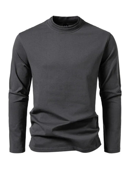 Fashionable Long-Sleeved T-Shirt with Double-Layer Half-Collar Design for Casual Men - Shello's Creative Boutique