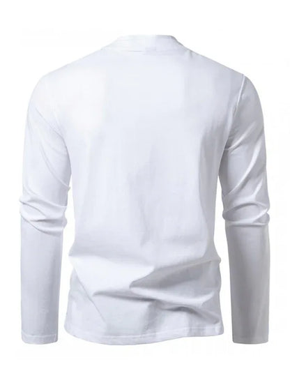 Fashionable Long-Sleeved T-Shirt with Double-Layer Half-Collar Design for Casual Men - Shello's Creative Boutique