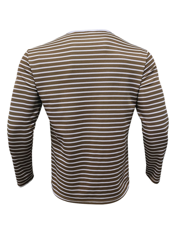 Long Sleeve Henley Shirt Casual Horizontal Striped Henley T-Shirt Shello Creative Boutique