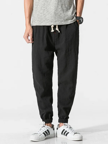 Men’s Linen Harem Pants – Casual, Comfortable Drawstring Style - Shello's Creative Boutique