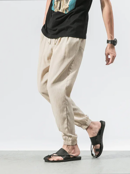Men’s Linen Harem Pants – Casual, Comfortable Drawstring Style - Shello's Creative Boutique