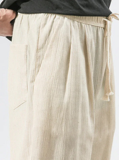 Men’s Linen Harem Pants – Casual, Comfortable Drawstring Style - Shello's Creative Boutique
