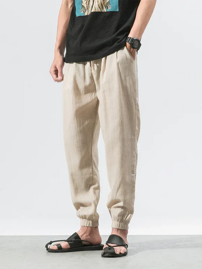 Men’s Linen Harem Pants – Casual, Comfortable Drawstring Style - Shello's Creative Boutique