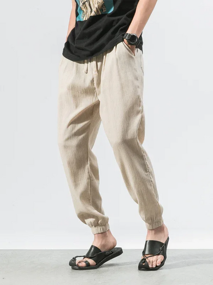 Men’s Linen Harem Pants – Casual, Comfortable Drawstring Style - Shello's Creative Boutique