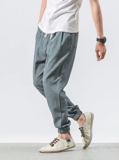 Men’s Linen Harem Pants – Casual, Comfortable Drawstring Style - Shello's Creative Boutique