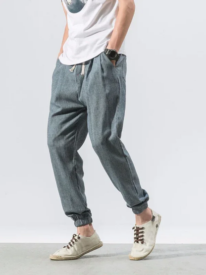 Men’s Linen Harem Pants – Casual, Comfortable Drawstring Style - Shello's Creative Boutique