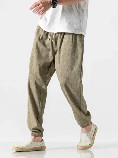 Men’s Linen Harem Pants – Casual, Comfortable Drawstring Style - Shello's Creative Boutique