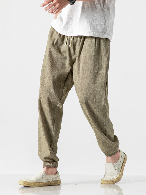 Men’s Linen Harem Drawstring Pants – Casual and Comfortable