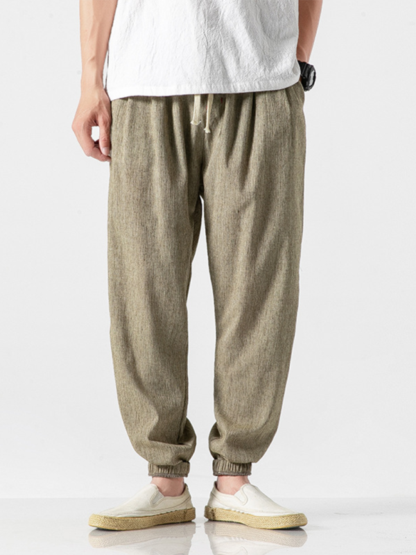 Men’s Linen Harem Drawstring Pants – Casual and Comfortable