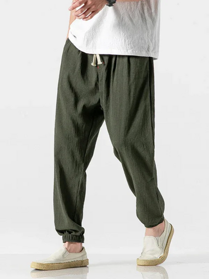 Men’s Linen Harem Pants – Casual, Comfortable Drawstring Style - Shello's Creative Boutique