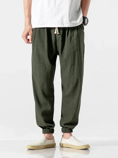 Men’s Linen Harem Pants – Casual, Comfortable Drawstring Style - Shello's Creative Boutique