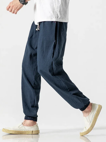 Men’s Linen Harem Pants – Casual, Comfortable Drawstring Style - Shello's Creative Boutique