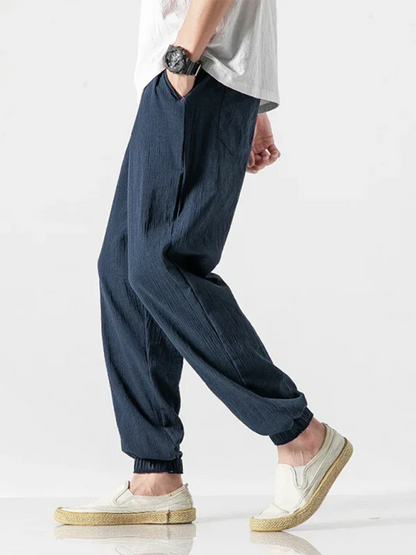 Men’s Linen Harem Pants – Casual, Comfortable Drawstring Style - Shello's Creative Boutique