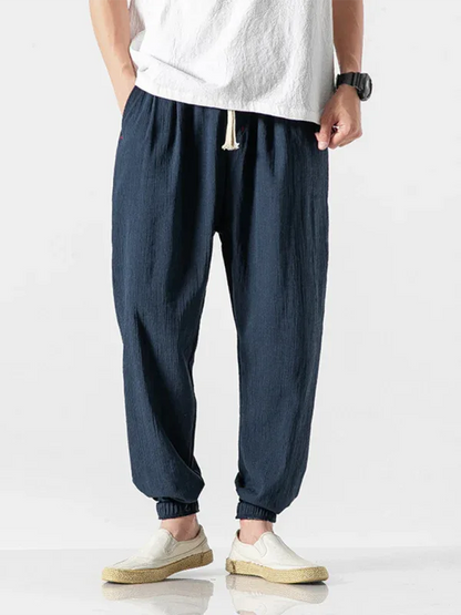 Men’s Linen Harem Pants – Casual, Comfortable Drawstring Style - Shello's Creative Boutique