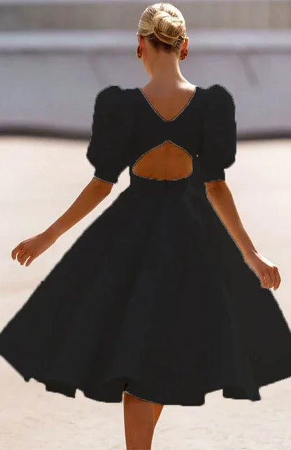 Fashion Solid Colour Slim Fit Sexy Big Swing Dress - Shello's Creative Boutique
