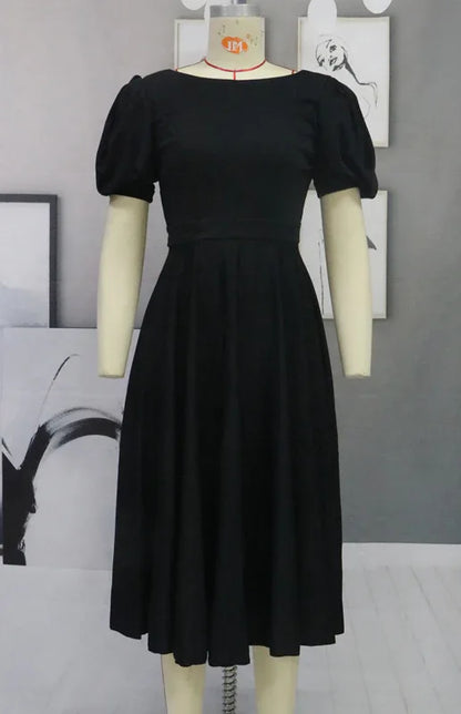 Fashion Solid Colour Slim Fit Sexy Big Swing Dress - Shello's Creative Boutique