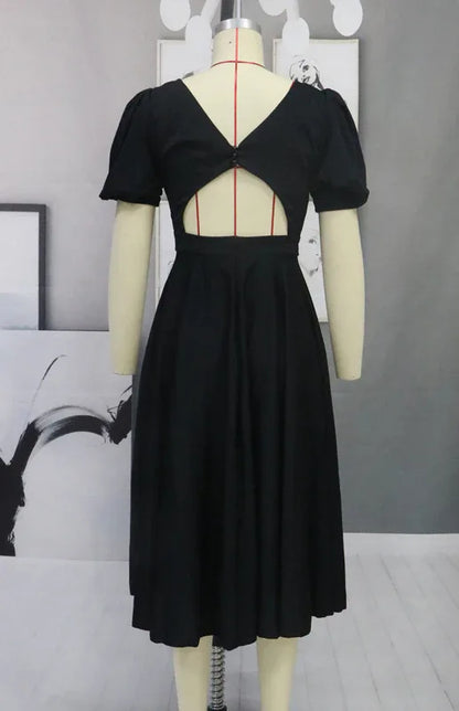 Fashion Solid Colour Slim Fit Sexy Big Swing Dress - Shello's Creative Boutique