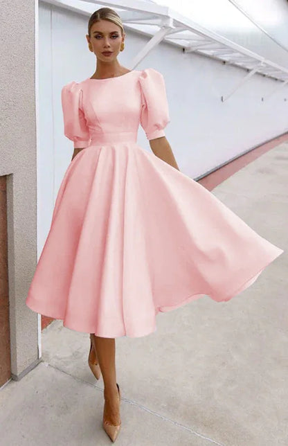Fashion Solid Colour Slim Fit Sexy Big Swing Dress - Shello's Creative Boutique