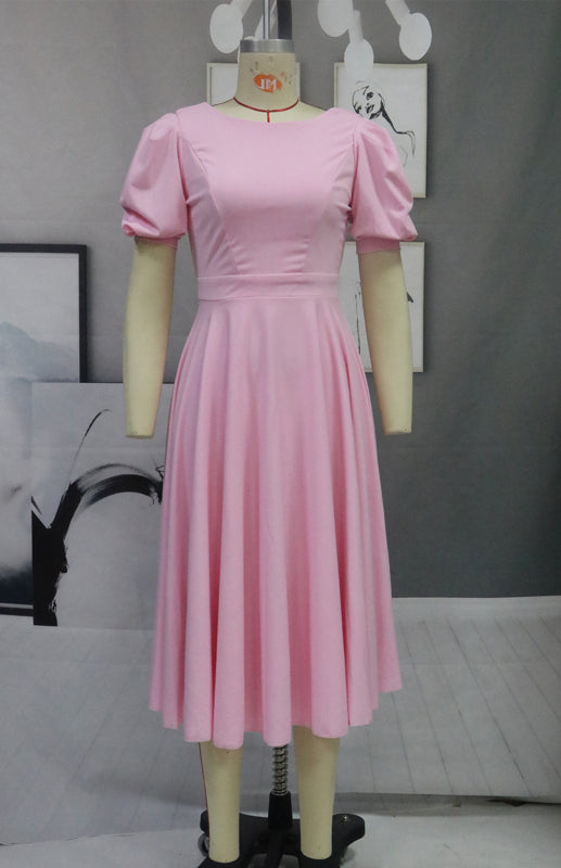 Fashion Solid Color Slim Fit Sexy Big Swing Dress Shello's Creative Boutique