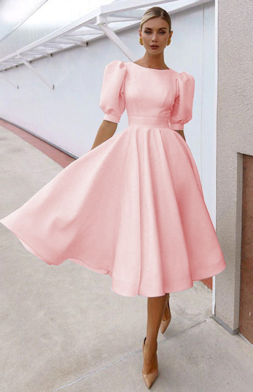 Fashion Solid Color Slim Fit Sexy Big Swing Dress Shello's Creative Boutique