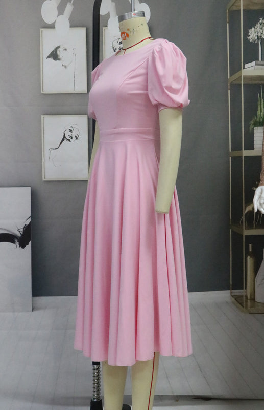 Fashion Solid Color Slim Fit Sexy Big Swing Dress Shello's Creative Boutique