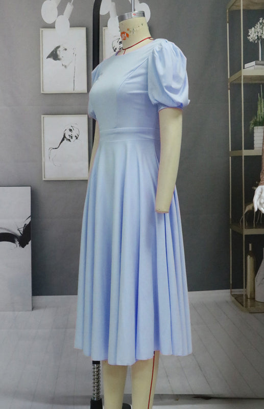 Fashion Solid Color Slim Fit Sexy Big Swing Dress Shello's Creative Boutique
