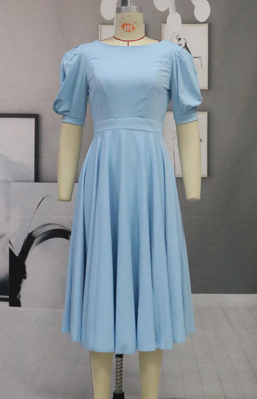 Fashion Solid Color Slim Fit Sexy Big Swing Dress Shello's Creative Boutique