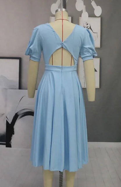 Fashion Solid Colour Slim Fit Sexy Big Swing Dress - Shello's Creative Boutique