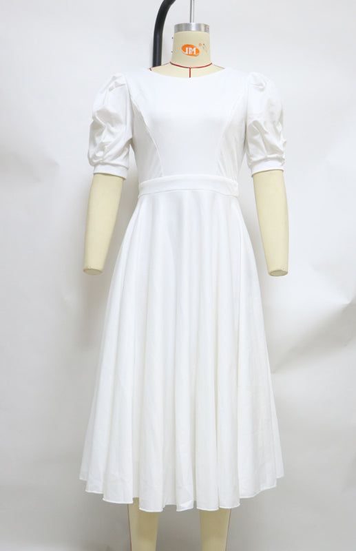 Fashion Solid Color Slim Fit Sexy Big Swing Dress Shello's Creative Boutique