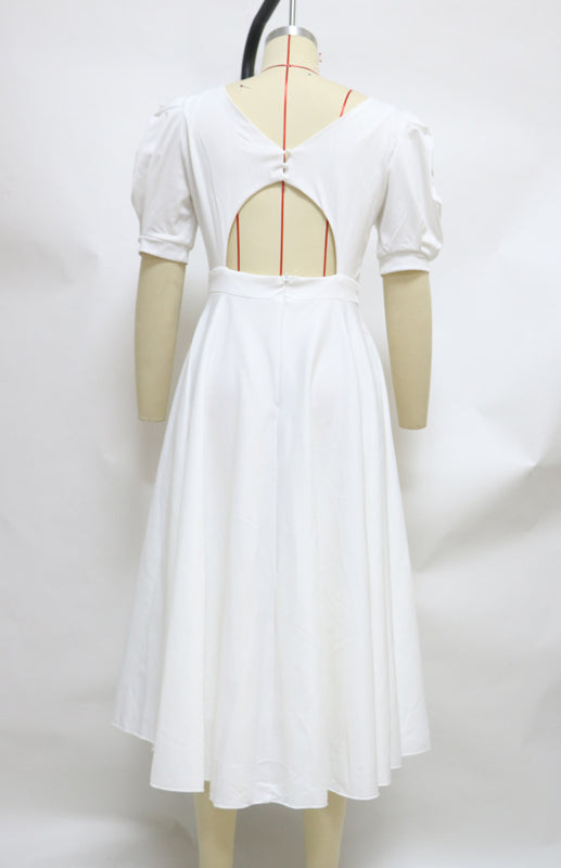 Fashion Solid Color Slim Fit Sexy Big Swing Dress Shello's Creative Boutique