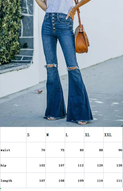 Women's All-Match Skinny, Ripped, One-Breasted Jeans With Drag Pants - Shello's Creative Boutique