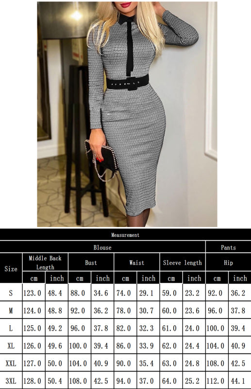 Women'S Casual Slim Belt Print Dress Shello Creative Boutique